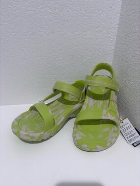 Teva Lime Green Floral Sport Sandals with Adjustable Straps